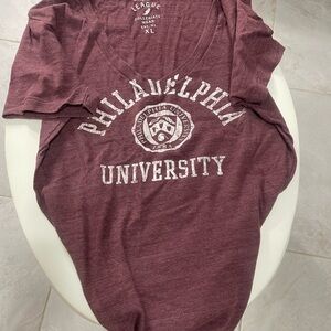 Maroon Philadelphia University women’s v neck tee